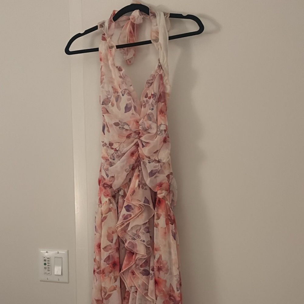 Long Pink & Purple Ruffled Dress – Elegant & Flowing 💖💜🤍✨
